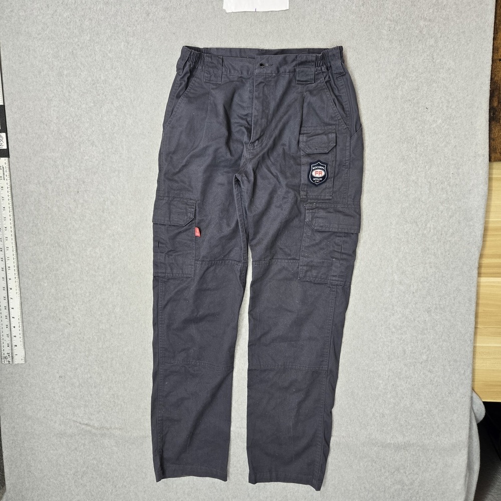 BOCOMAL Men Pants 30X32 Gray Cargo Twill Patch FR Field Pants Button 32"